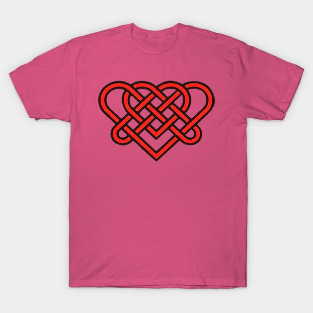 Celtic Eternal Love Knot Romantic Heart Red Design T-Shirt by taiche